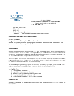 ITIS 5414 &ndash; Fall 2015 Emerging Information Technologies and