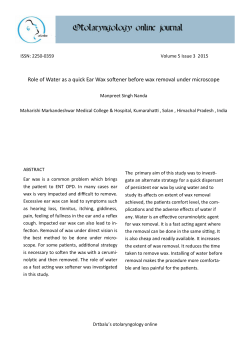 otolaryngology online Role of Water as a quick Ear Wax softener