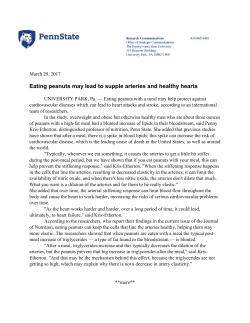 Eating peanuts may lead to supple arteries and healthy hearts