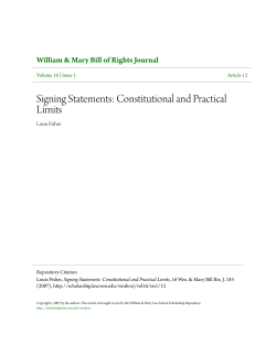 Signing Statements: Constitutional and Practical Limits