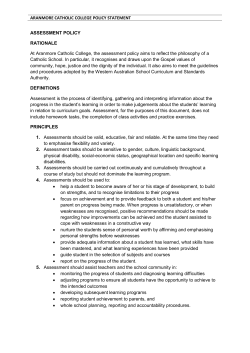 ARANMORE CATHOLIC COLLEGE POLICY STATEMENT