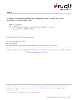 "Precedent and the Aboriginal Response to Global Incursions
