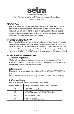 Setra AccuSense ASL Pressure Transducer Manual PDF