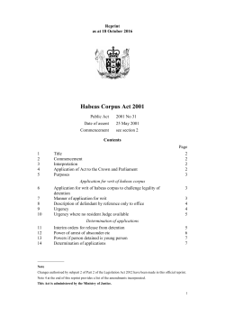 Habeas Corpus Act 2001
