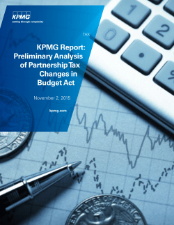 Preliminary Analysis of Partnership Tax Changes in Budget Act