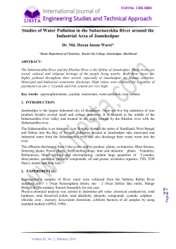 Studies of Water Pollution in the Subarnarekha River around the