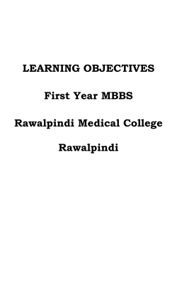 LEARNING OBJECTIVES First Year MBBS Rawalpindi