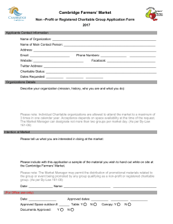 Non Profit or Registered Charitable Group Application Form 2015