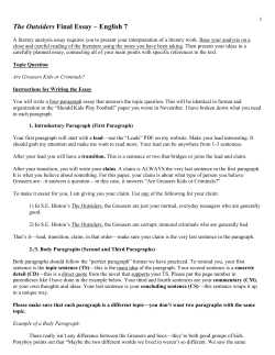 The Outsiders Final Essay