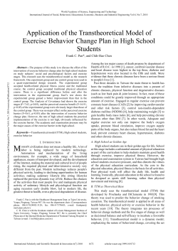 Application of the Transtheoretical Model of Exercise Behavior