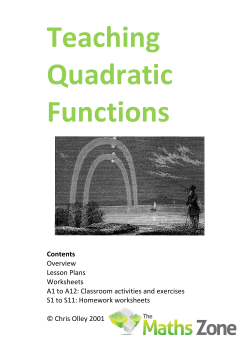 Teaching Quadratic Functions