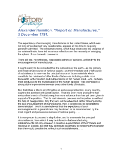 Alexander Hamilton, &ldquo;Report on Manufactures,&rdquo; 5 December 1791.