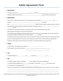 Sublet Agreement Form - UOIT Student Experience Centre