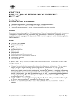Coagulation And Hematological Disorders In Pregnancy