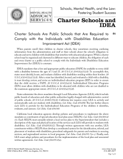 Charter Schools and IDEA - Mental Health Advocacy Services