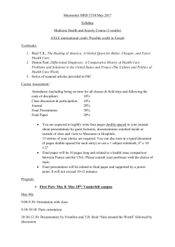 Maymester MHS-3310/May 2017 Syllabus Medicine Health and