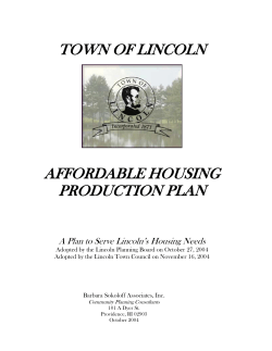 TOWN OF LINCOLN AFFORDABLE HOUSING PRODUCTION PLAN