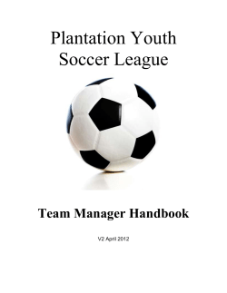 Team Manager Handbook - Plantation Youth Soccer League