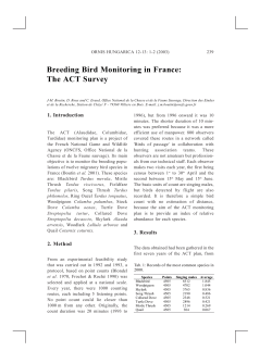 Breeding Bird Monitoring in France: The ACT Survey