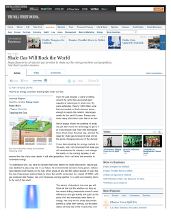 How Shale Gas Is Going to Rock the World