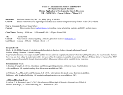 School of Communication Sciences and Disorders Developmental