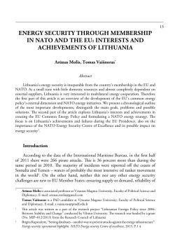 Energy Security through Membership in NATO and the EU: Interests