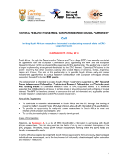 NRF ERC Call 2016 - National Research Foundation