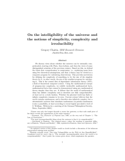 On the intelligibility of the universe and the notions of simplicity