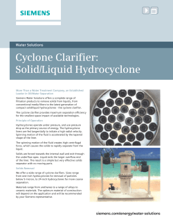 Cyclone Clarifier: Solid/Liquid Hydrocyclone