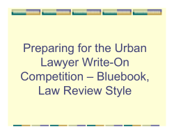 Preparing for the Urban Lawyer Write