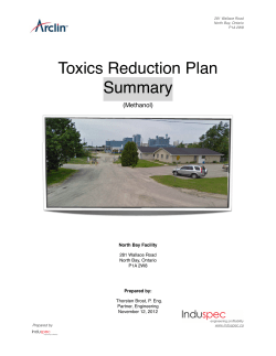 North Bay Methanol TRA Plan Summary