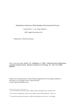 Interpretative Inferences When Reading About Emotional Events.