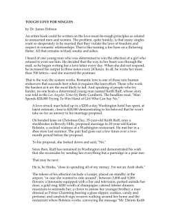 TOUGH LOVE FOR SINGLES - Dr. James Dobson`s Family Talk