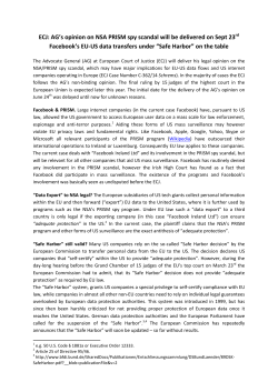 ECJ: AG`s opinion on NSA PRISM spy scandal will be delivered on