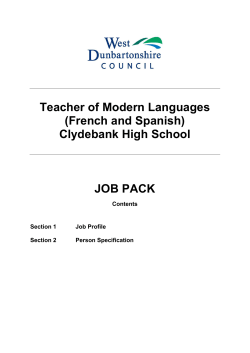 Teacher of Modern Languages (French and Spanish) Clydebank