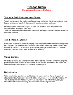 Tips for Tutors (Focusing on Sentence Building)