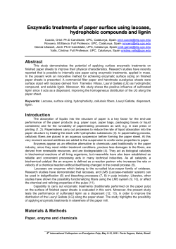 Enzymatic treatments of paper surface using laccase, hydrophobic