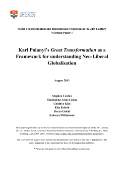 Karl Polanyi`s Great Transformation as a