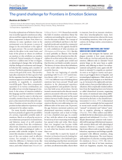 The grand challenge for Frontiers in Emotion Science