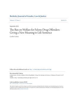 The Ban on Welfare for Felony Drug Offenders