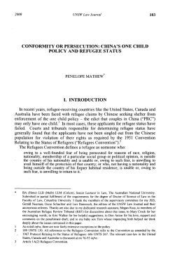 China`s One Child Policy and Refugee Status