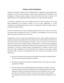Policy on Class Attendance