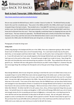 Back to back Transcript: 1930s Mitchell`s House