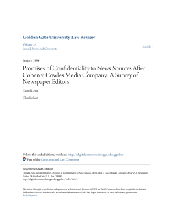Promises of Confidentiality to News Sources After Cohen v. Cowles