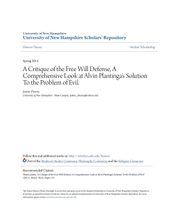 A Critique of the Free Will Defense, A Comprehensive Look at Alvin