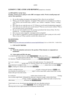 LESSON 5:THE ATOM AND BONDING (adapted from A