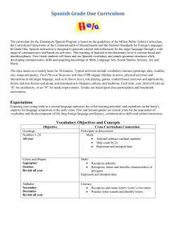 Spanish Grade One Curriculum