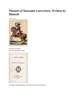 Memoir of Toussaint Louverture, Written by Himself
