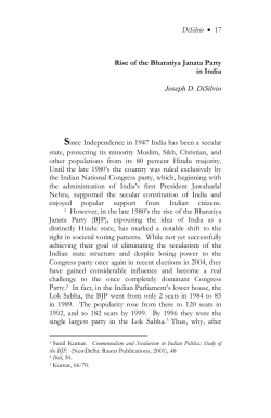 DiSilvio &bull; 17 Rise of the Bharatiya Janata Party in India Joseph D
