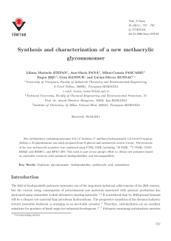 Synthesis and characterization of a new methacrylic glycomonomer